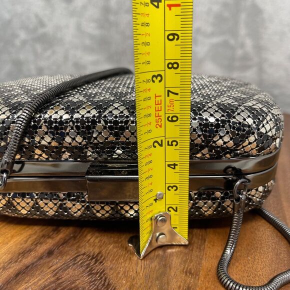 Whiting and Davis Clutch Structured Snake Chain Clasp Evening Formal 6" Wide - Picture 15 of 16